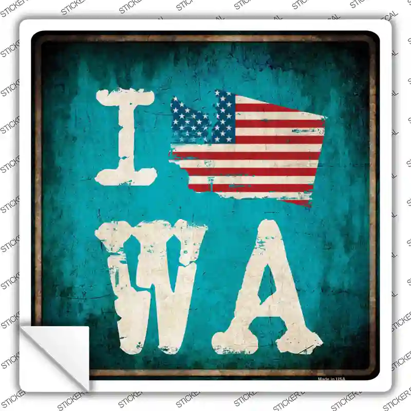 I Love Washington Novelty Square Sticker Decal