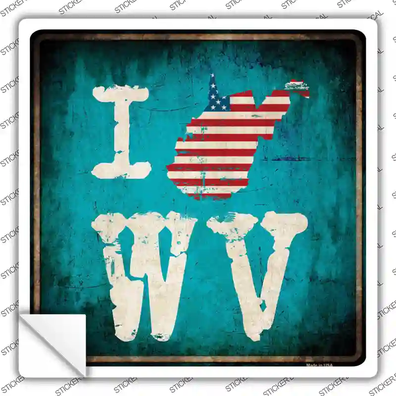 I Love West Virginia Novelty Square Sticker Decal