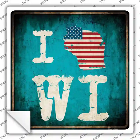 I Love Wisconsin Novelty Square Sticker Decal