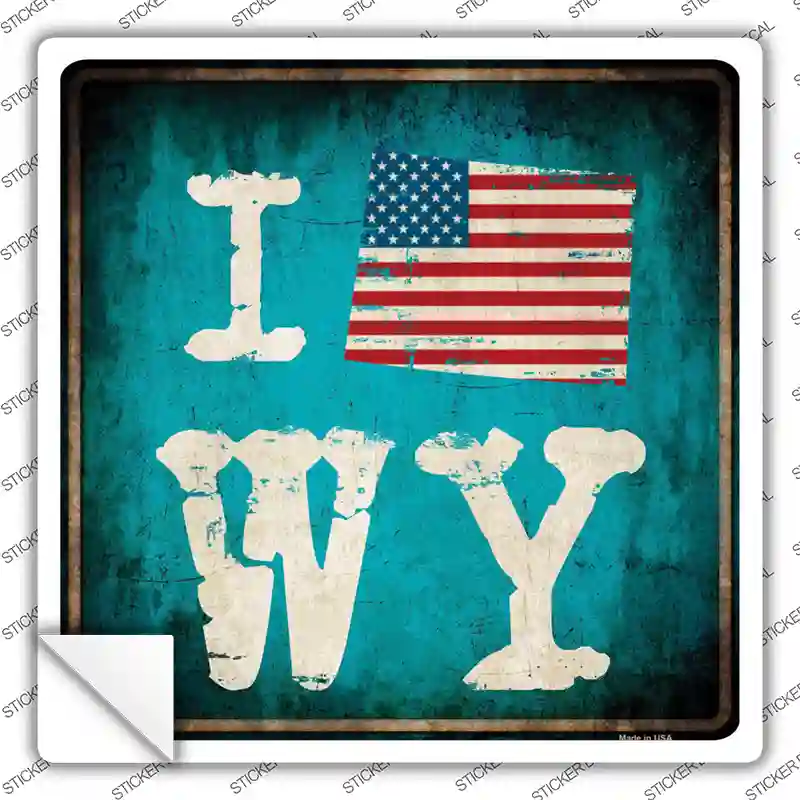I Love Wyoming Novelty Square Sticker Decal