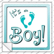 Its A Boy Footprints Novelty Square Sticker Decal