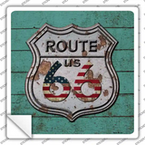 Route 66 Vintage On Wood Novelty Square Sticker Decal