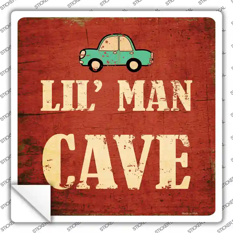 Lil Man Cave Novelty Square Sticker Decal