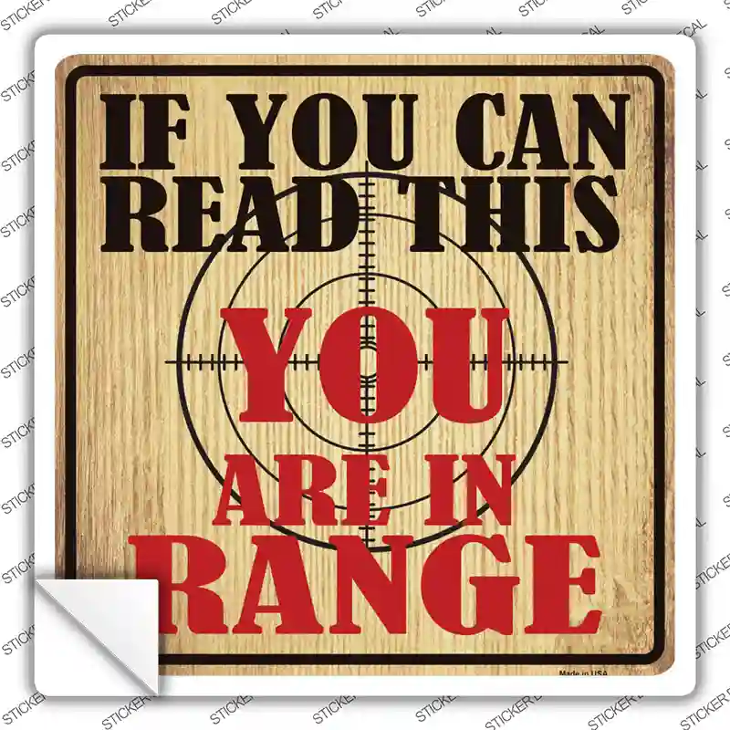 You Are In Range Novelty Square Sticker Decal