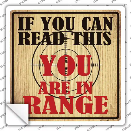 You Are In Range Novelty Square Sticker Decal