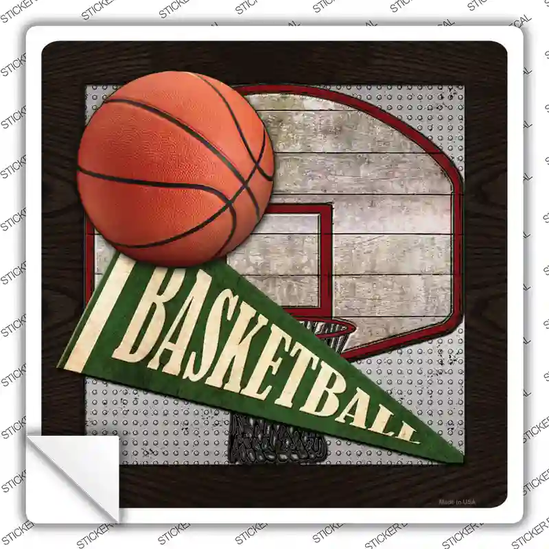 Basketball Novelty Square Sticker Decal