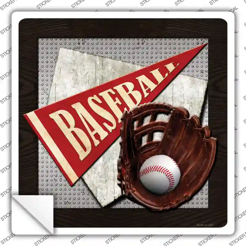 Baseball Novelty Square Sticker Decal