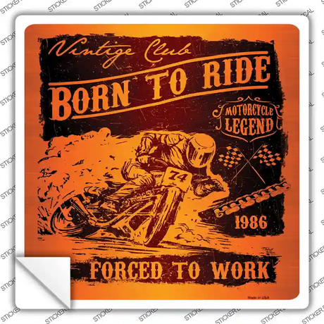 Born To Ride Novelty Square Sticker Decal