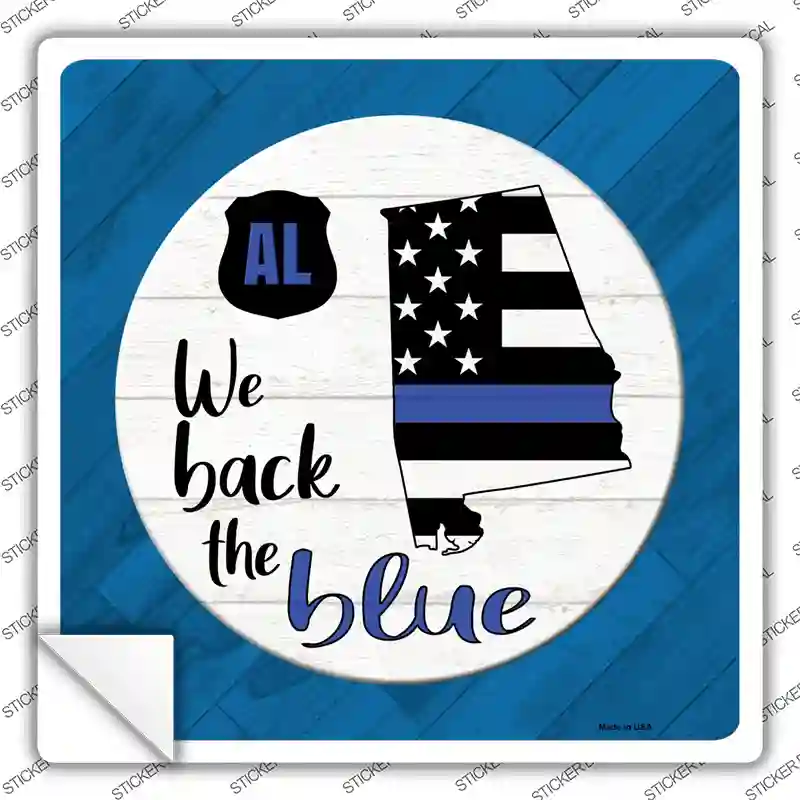 Alabama Back The Blue Novelty Square Sticker Decal