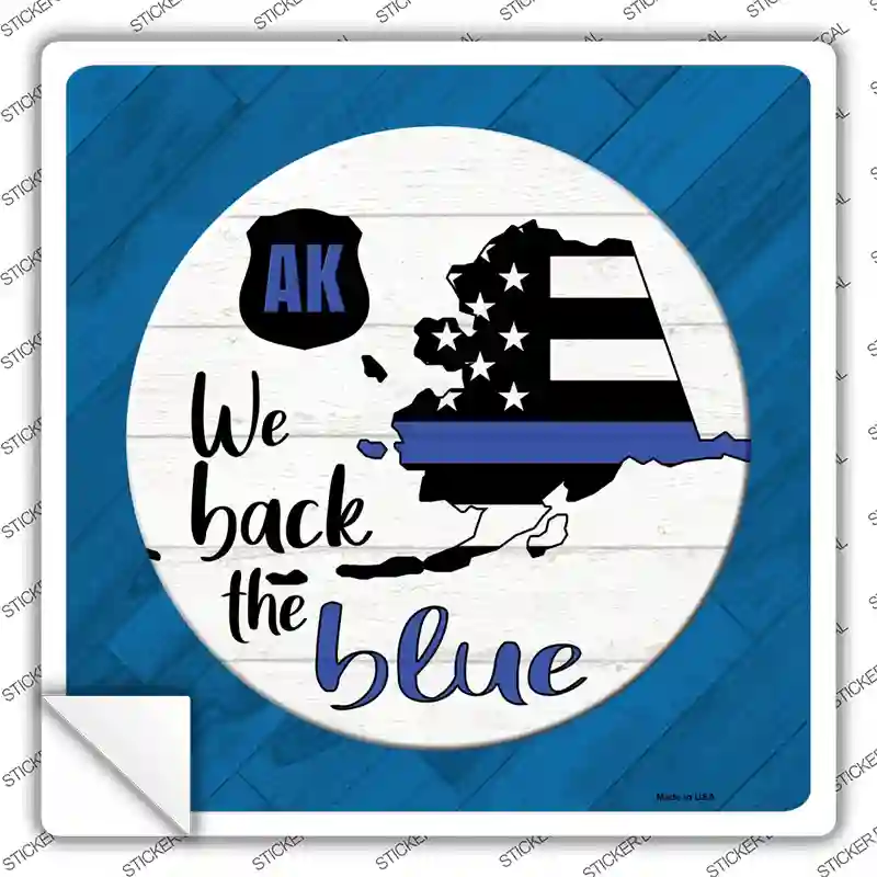 Alaska Back The Blue Novelty Square Sticker Decal