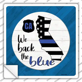 California Back The Blue Novelty Square Sticker Decal