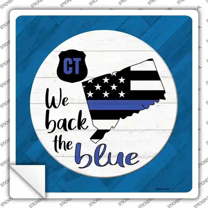 Connecticut Back The Blue Novelty Square Sticker Decal