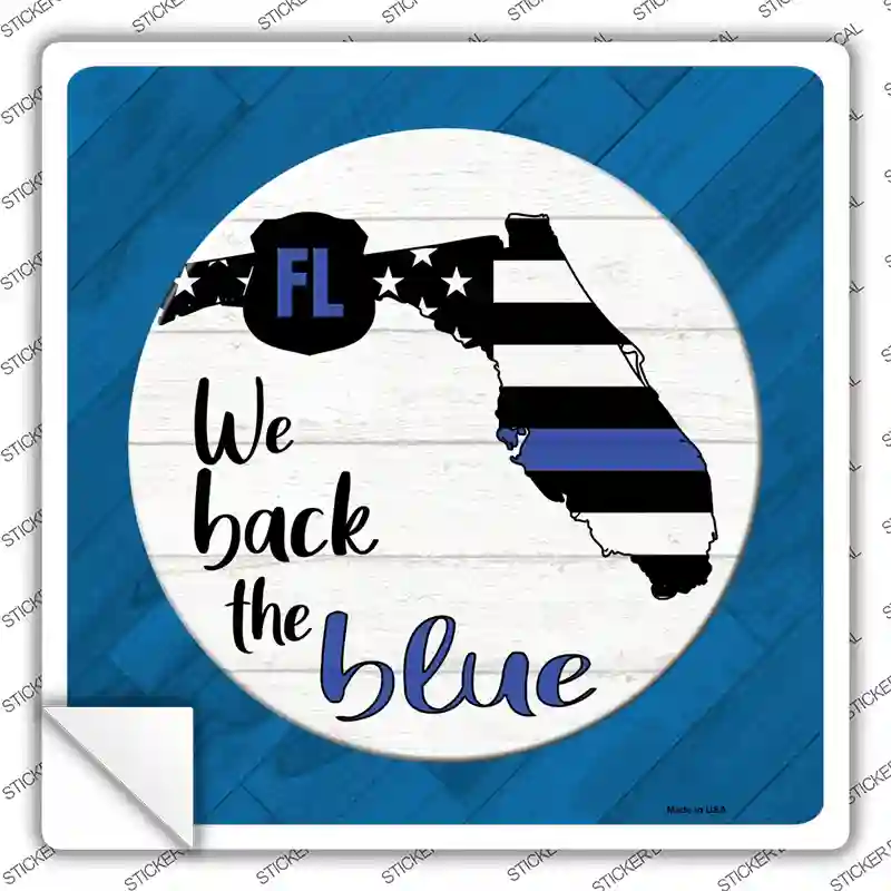 Florida Back The Blue Novelty Square Sticker Decal