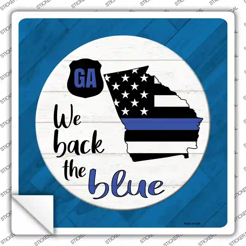 Georgia Back The Blue Novelty Square Sticker Decal