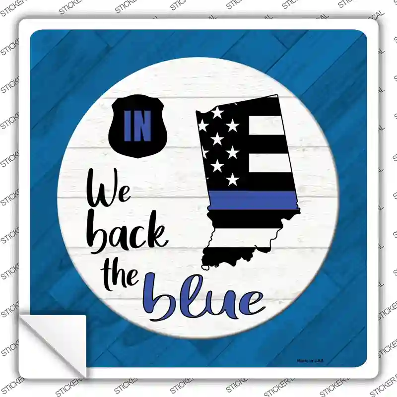 Indiana Back The Blue Novelty Square Sticker Decal