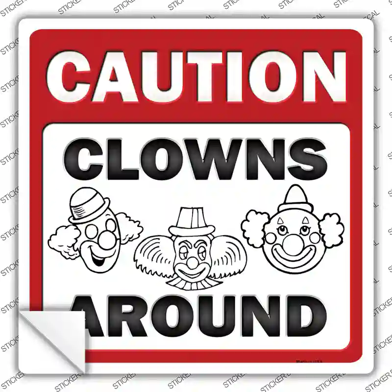 Clowns Around Novelty Square Sticker Decal