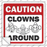 Clowns Around Novelty Square Sticker Decal