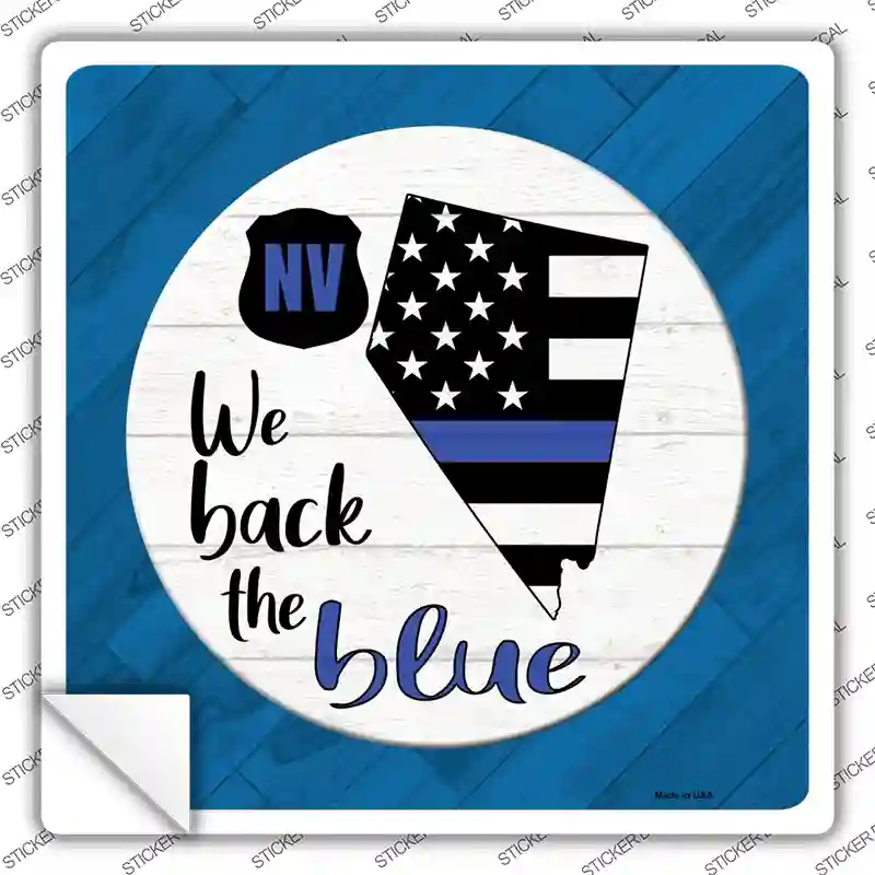 Nevada Back The Blue Novelty Square Sticker Decal