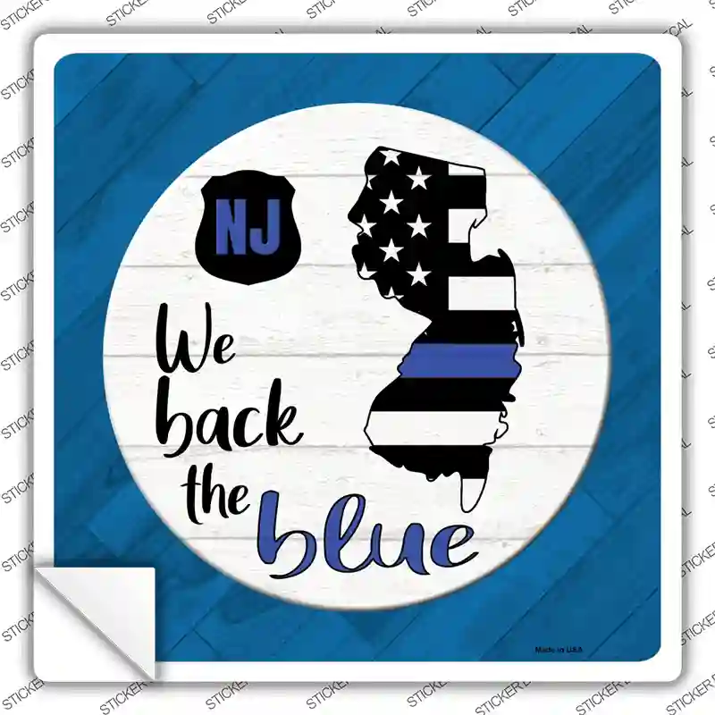 New Jersey Back The Blue Novelty Square Sticker Decal