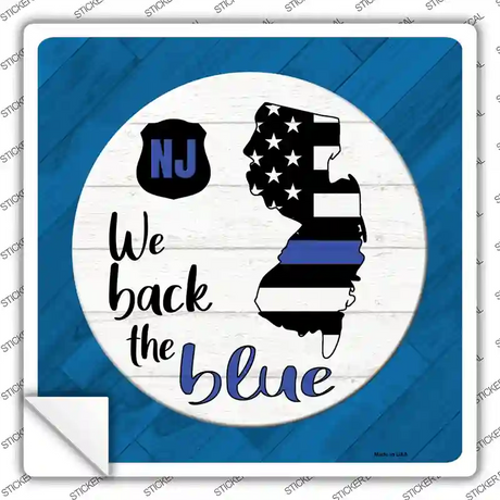 New Jersey Back The Blue Novelty Square Sticker Decal