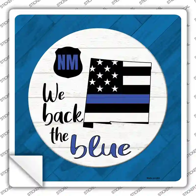 New Mexico Back The Blue Novelty Square Sticker Decal