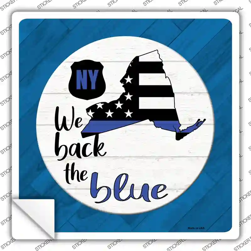 New York Back The Blue Novelty Square Sticker Decal