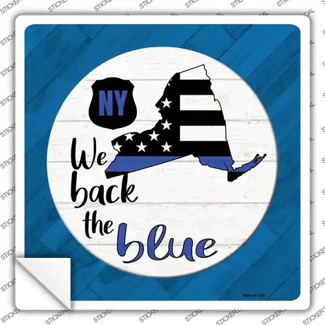 New York Back The Blue Novelty Square Sticker Decal