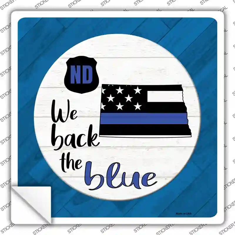 North Dakota Back The Blue Novelty Square Sticker Decal
