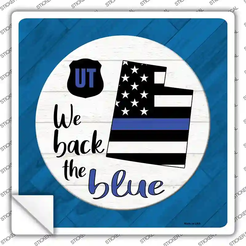 Utah Back The Blue Novelty Square Sticker Decal