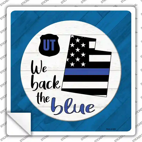 Utah Back The Blue Novelty Square Sticker Decal