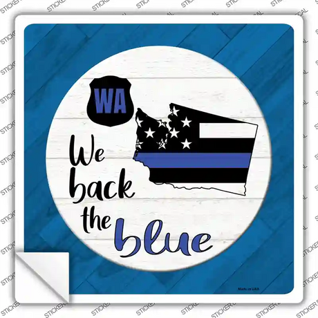 Washington Back The Blue Novelty Square Sticker Decal