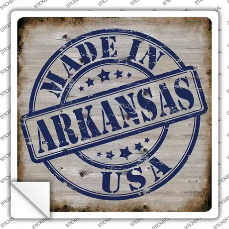 Arkansas Stamp On Wood Novelty Square Sticker Decal