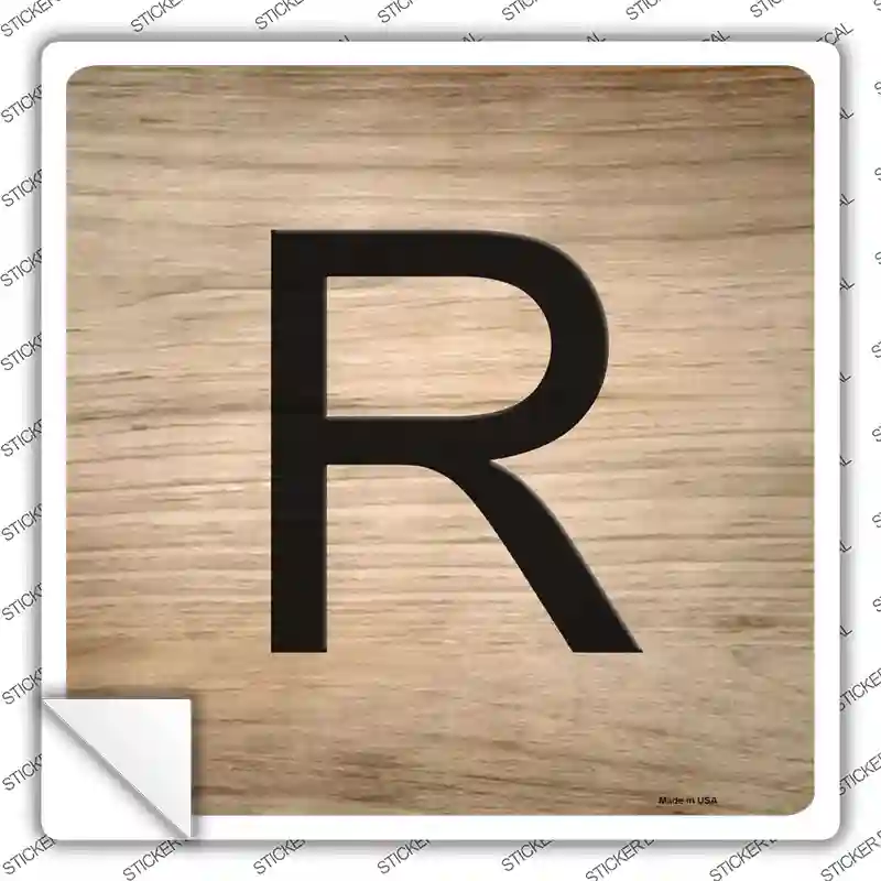 R Letter Tile Novelty Square Sticker Decal