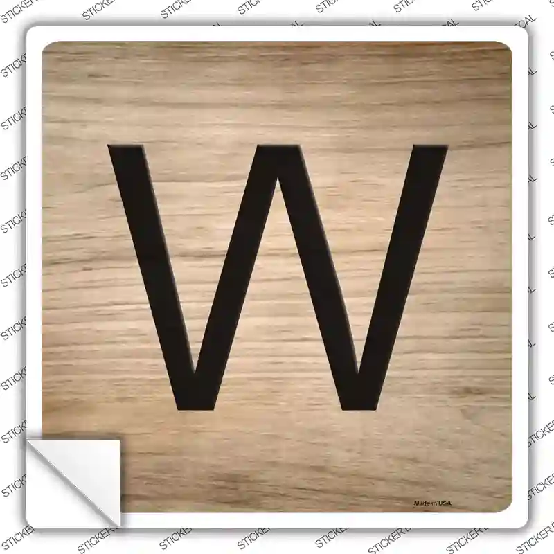 W Letter Tile Novelty Square Sticker Decal