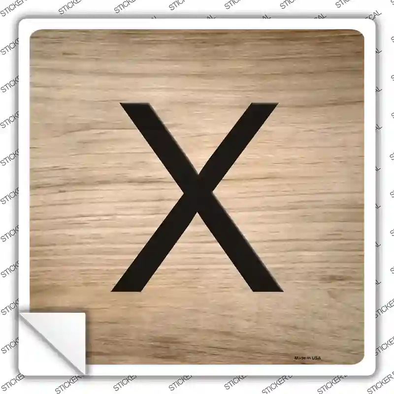 X Letter Tile Novelty Square Sticker Decal