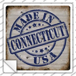 Connecticut Stamp On Wood Novelty Square Sticker Decal