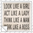 Look Like Girl Work Like Boss Novelty Square Sticker Decal