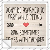 Fart While Peeing Rain With Thunder Novelty Square Sticker Decal
