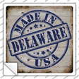 Delaware Stamp On Wood Novelty Square Sticker Decal