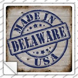 Delaware Stamp On Wood Novelty Square Sticker Decal