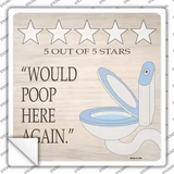 Would Poop Here Again Novelty Square Sticker Decal