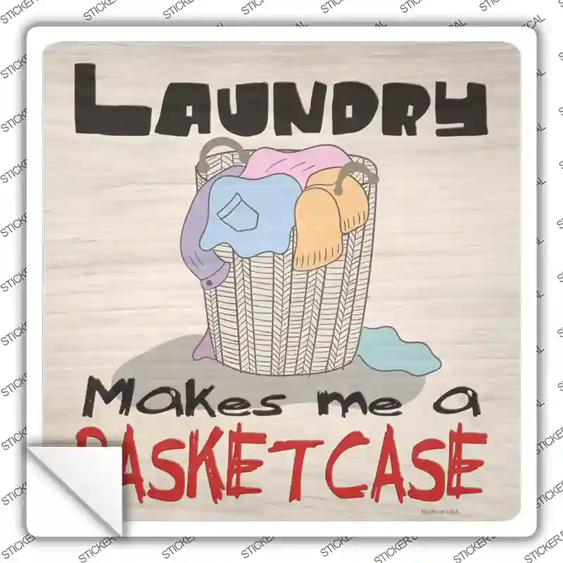 Laundry Basketcase Novelty Square Sticker Decal