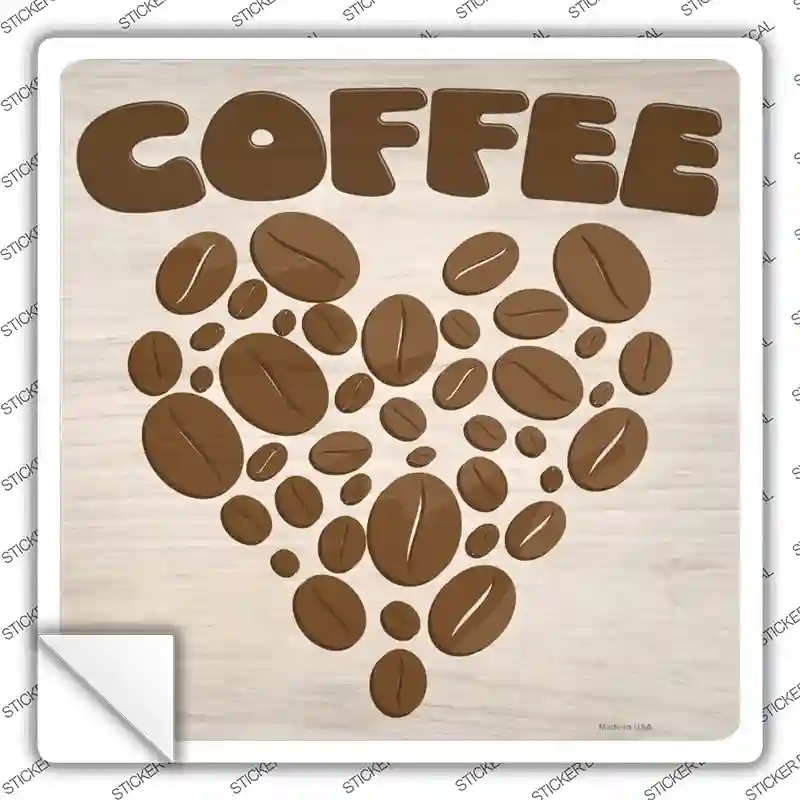 Love Coffee Novelty Square Sticker Decal