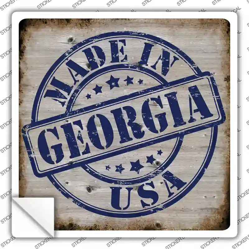 Georgia Stamp On Wood Novelty Square Sticker Decal