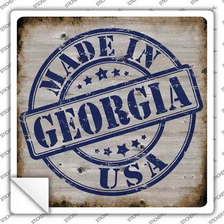 Georgia Stamp On Wood Novelty Square Sticker Decal