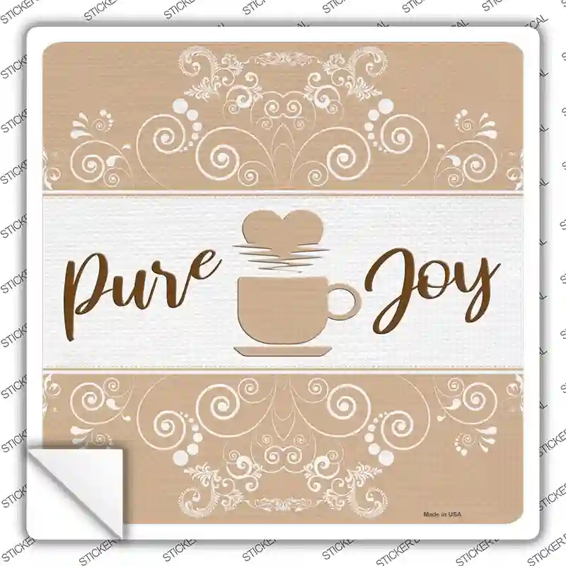 Coffee Pure Joy Novelty Square Sticker Decal