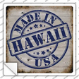 Hawaii Stamp On Wood Novelty Square Sticker Decal