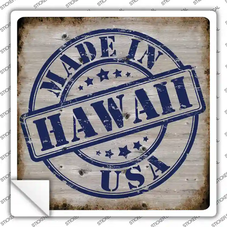 Hawaii Stamp On Wood Novelty Square Sticker Decal