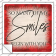 Smiles Begin with You Novelty Square Sticker Decal