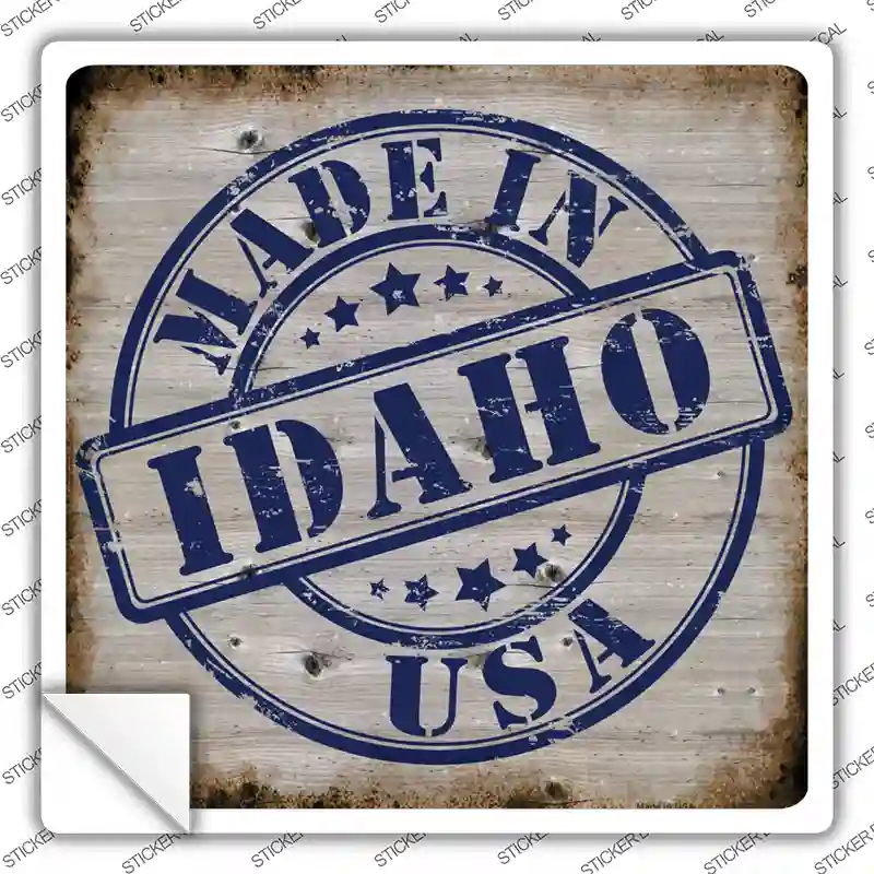 Idaho Stamp On Wood Novelty Square Sticker Decal